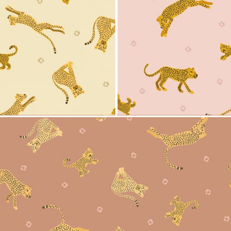 100% Cotton Fabric Lewis & Irene Wild Animals Cheetahs Leopards Nursery