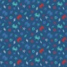 100% Cotton Fabric Makower Nautical Shells Crabs Seaside Sea Starfish