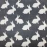 Printed Polar Anti Pil Fleece Fabric White Bunny Rabbits Bunnies Cute Animals