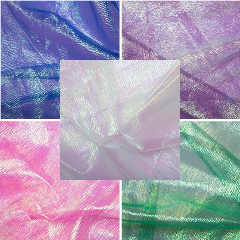 Rainbow Organza Fabric Pearlescent Shimmer Bridal Wedding Veil