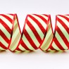 Eleganza Ribbon Wired Edge Christmas Green & Red Candy Cane Glitter Stripe 63mm