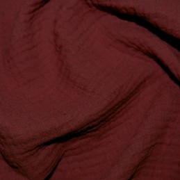 Double Gauze Fabric John Louden 100% Cotton Lightweight Dressmaking 135cm Wide Burgundy