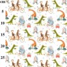SALE 100% Cotton Fabric John Louden Animal Play Giraffe Monkey Elephant 150cm Wide