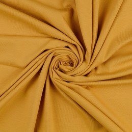 Cotton Rich Plain Jersey Fabric Soft Dressmaking Stretch Material 150cm Wide ochre
