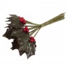 Holly Leaves and Berries 12 Stems Christmas Decoration