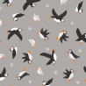 100% Cotton Fabric Lewis & Irene Puffin Bay Puffins Flying Birds Animals