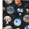 100% Cotton Fabric E.T Film Badges Galaxy Stars Night Sky