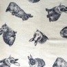 Cotton Linen Fabric Nutex Dobutsu Fluffy Bunnies Bunny Rabbits Animals Pets