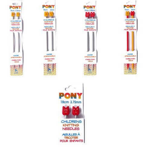 Childrens Pony Knitting Needles Pins: 18cm 3.25mm - 4.50mm