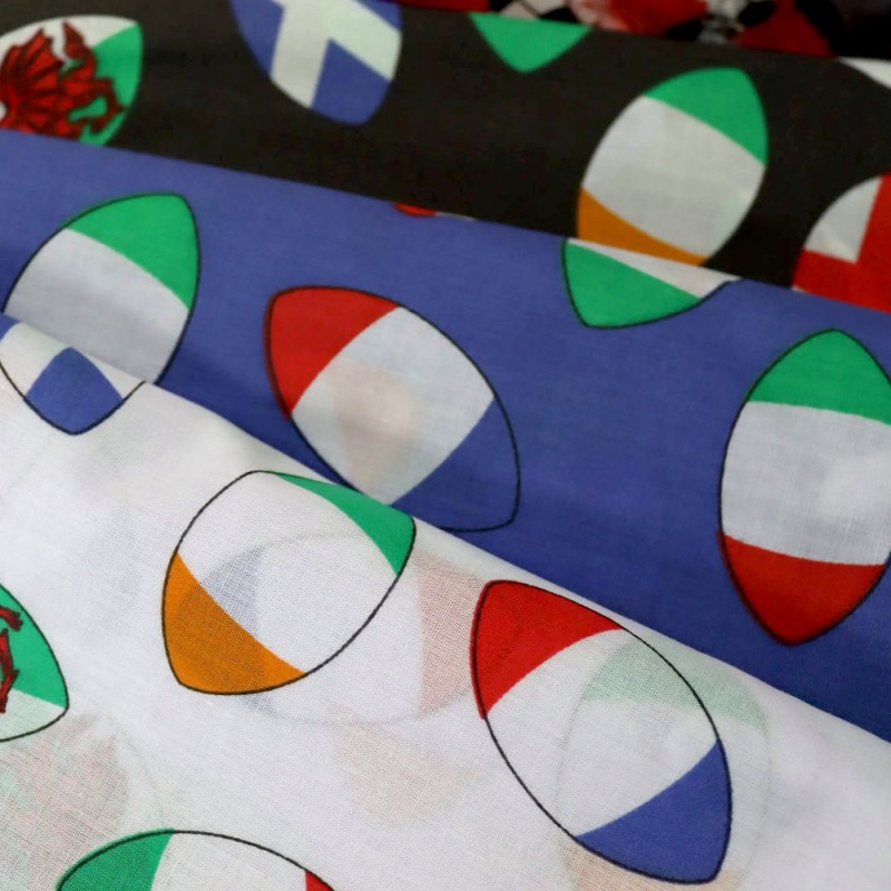 Polycotton Fabric Rugby Balls Six Nations