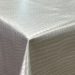 Italian PVC Croc Print Embossed Craft Fabric Tablecloth Fabric 140cm Wide - Silver