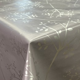 Italian PVC Tree Design Embossed Craft Fabric Tablecloth Fabric 140cm Wide - Silver