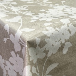 Italian PVC Floral Design Embossed Craft Fabric Tablecloth Fabric 140cm Wide - Natural