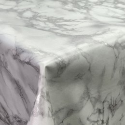 Italian PVC Marble Stone Embossed Craft Fabric Tablecloth Fabric 140cm Wide - Silver