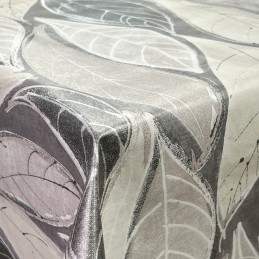Italian PVC Leaves Leaf Embossed Craft Fabric Tablecloth Fabric 140cm Wide - Black