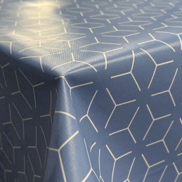 Italian PVC Flower Geometric Embossed Craft Fabric Tablecloth Fabric 140cm Wide - Navy