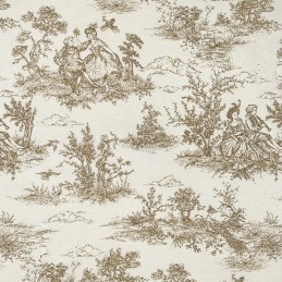Cotton Rich Linen Look Fabric Toile French Painting Aristocrat 140cm Wide - Natural