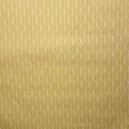Cotton Rich Panama Dainty Leaves Leaf Geometric Digitally Printed Fabrics 140cm  - Ochre