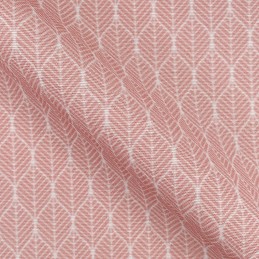 Cotton Rich Panama Dainty Leaves Leaf Geometric Digitally Printed Fabrics 140cm  - Pink