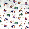 100% Cotton Fabric Nutex Heavy Machines Kids Construction Vehicles Digger