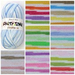 James C Brett Partytime Stripes DK Yarn Self Stripe 100g Knit Wool 100% Acrylic