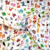 100% Cotton Digital Fabric Oh Sew Scattered Exotic Animals Snake Whales