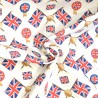 100% Cotton Digital Fabric Oh Sew Scattered Union Jack Flags & Rosettes