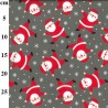 Polycotton Fabric Christmas Santa Snowflakes Father Xmas Flying Snowing Sky