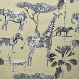 Tapestry Fabric Sabana Safari Animals Wildlife Upholstery Furniture 140cm Wide - Natural NWJ004