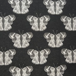Tapestry Fabric Butterfly Butterflies Upholstery Furniture Cushion 140cm Wide - Black NWJ006