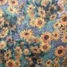 Italian Soft Plush Velvet Digital Print Fabric Van Gogh Sunflowers 148cm Wide