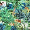 Italian Soft Plush Velvet Digital Print Fabric Tropical Jungle 148cm Wide
