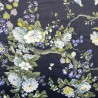 Italian Soft Plush Velvet Digital Print Fabric Magnolia Rich Navy 148cm Wide
