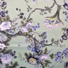Italian Soft Plush Velvet Digital Print Fabric Magnolia China Blue 148cm Wide