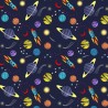 100% Cotton Fabric Nutex Space Explorers Universe Planets Rocket Stars Galaxy