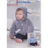 Wendy Wools Knitting Pattern P1294 Baby Hoodies in Peter Pan Precious Chunky