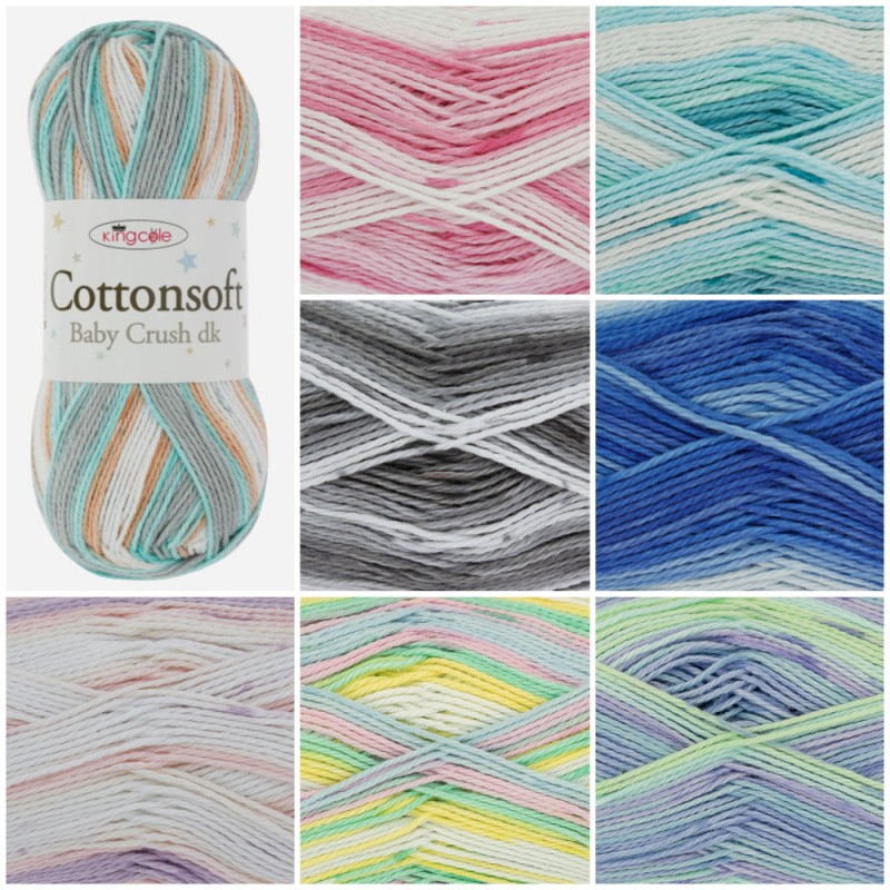 King Cole Cottonsoft Baby Crush DK Knitting Yarn 100 Cotton Crochet 100g