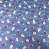 Polycotton Fabric Checkered Pencil Crayons ABC Learning Nursery Checks School