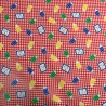 Polycotton Fabric Checkered Pencil Crayons ABC Learning Nursery Checks School