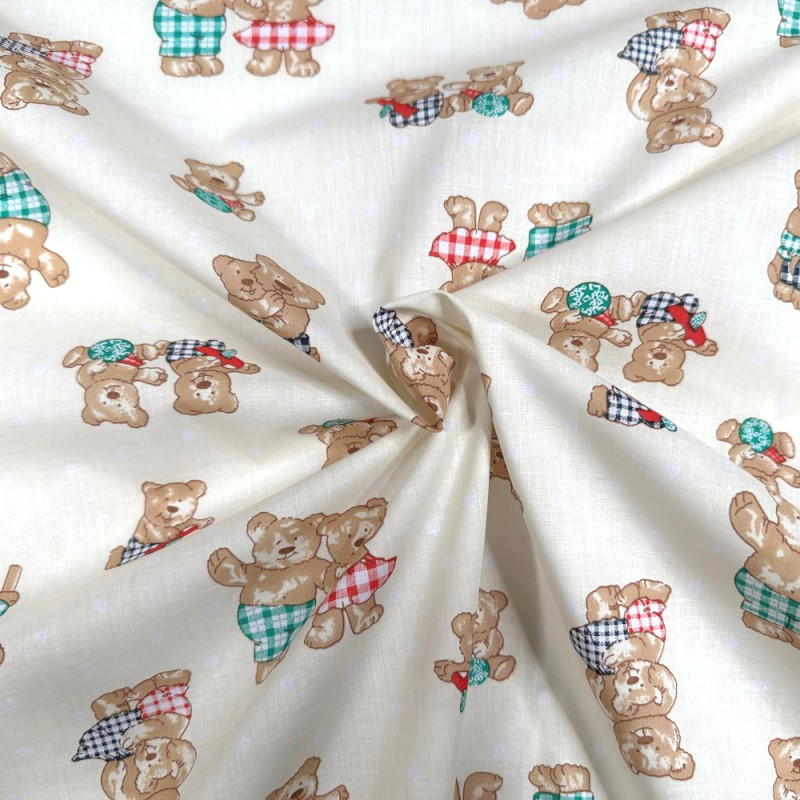 Polycotton Fabric Teddy Bear Toys Ditsy Floral Flower Nursery Kids