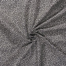Cotton Poplin Fabric with Small Fern Leaves Black