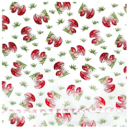 Mini Toadstools and Mushrooms Scattered White