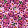 100% Cotton Poplin Fabric Pansy Day Dream Large Floral Bunched Retro Flowers