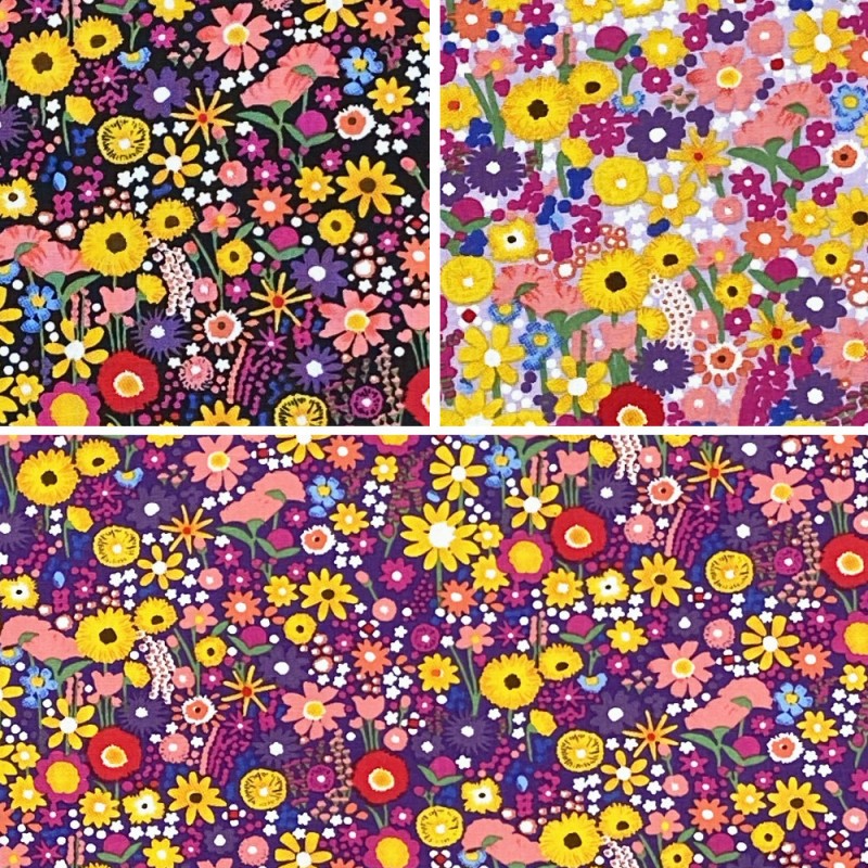 100% Cotton Poplin Fabric Dirty Sweet Garden Ditsy Floral Flowers