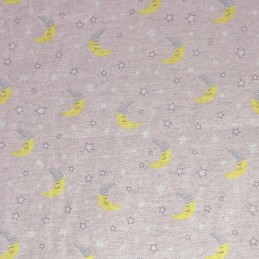100% Brushed Cotton Sleepy Moon & Stars Winceyette Flannel Fabric R.E.D Textiles Pink 303507