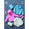 King Cole Knitting Pattern 2905 Jackets Hat & Mitts Knitted in Big Value Aran