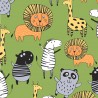 Polycotton Fabric Jungle Animals Safari Lion Giraffe Zebra Hippo Panda
