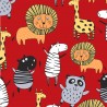 Polycotton Fabric Jungle Animals Safari Lion Giraffe Zebra Hippo Panda
