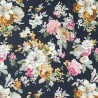 SALE Chiffon Print Dress Fabric Bouquet Floral Flowers Navy 145cm Wide