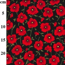 (PRE ORDER) 100% Cotton Poplin Fabric Rose and Hubble Floral Flower Garden Poppies - Black